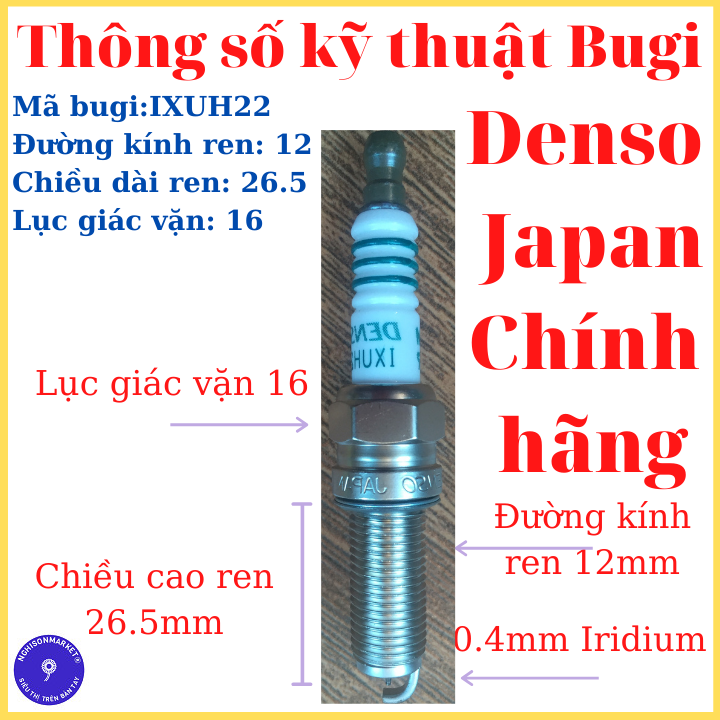 Bugi Nissan Sunny 2013 đến 2017 Bạch kim Iridium Denso Japan