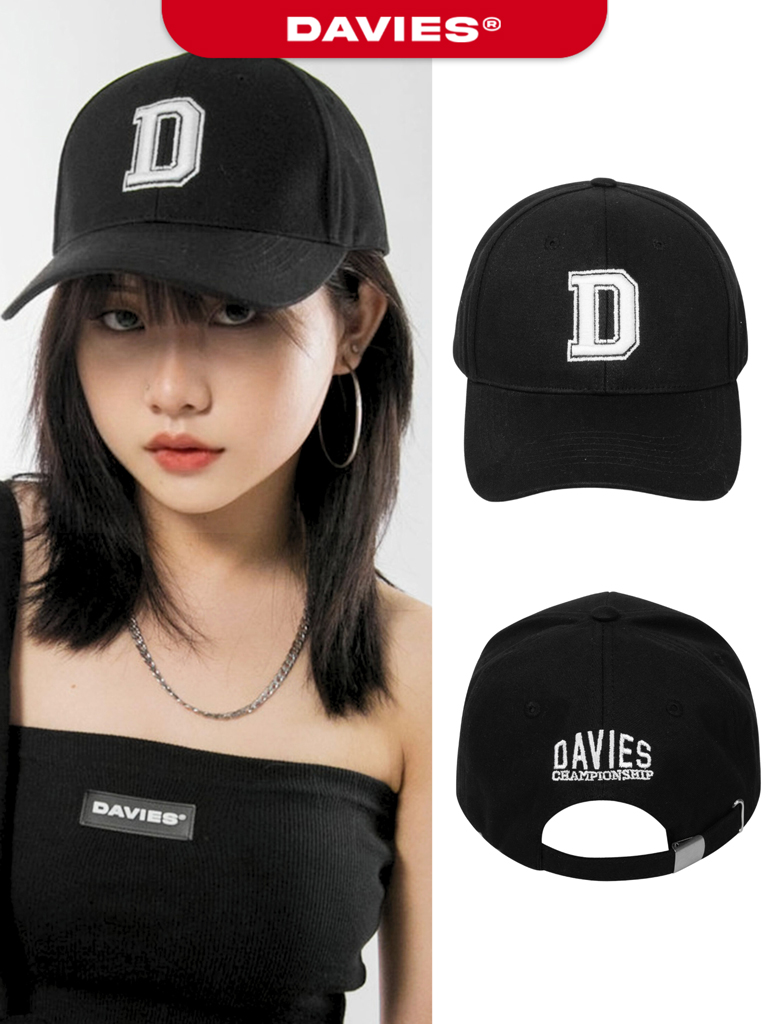 Mũ lưỡi trai nam nữ màu đen thêu logo Black Baseball Academy Cap local brand Davies |D-HAT06-D