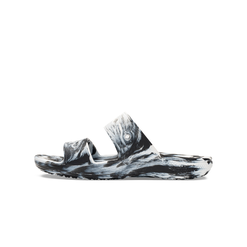 Dép Xăng Đan Unisex Crocs Marbled Classic - White/Black
