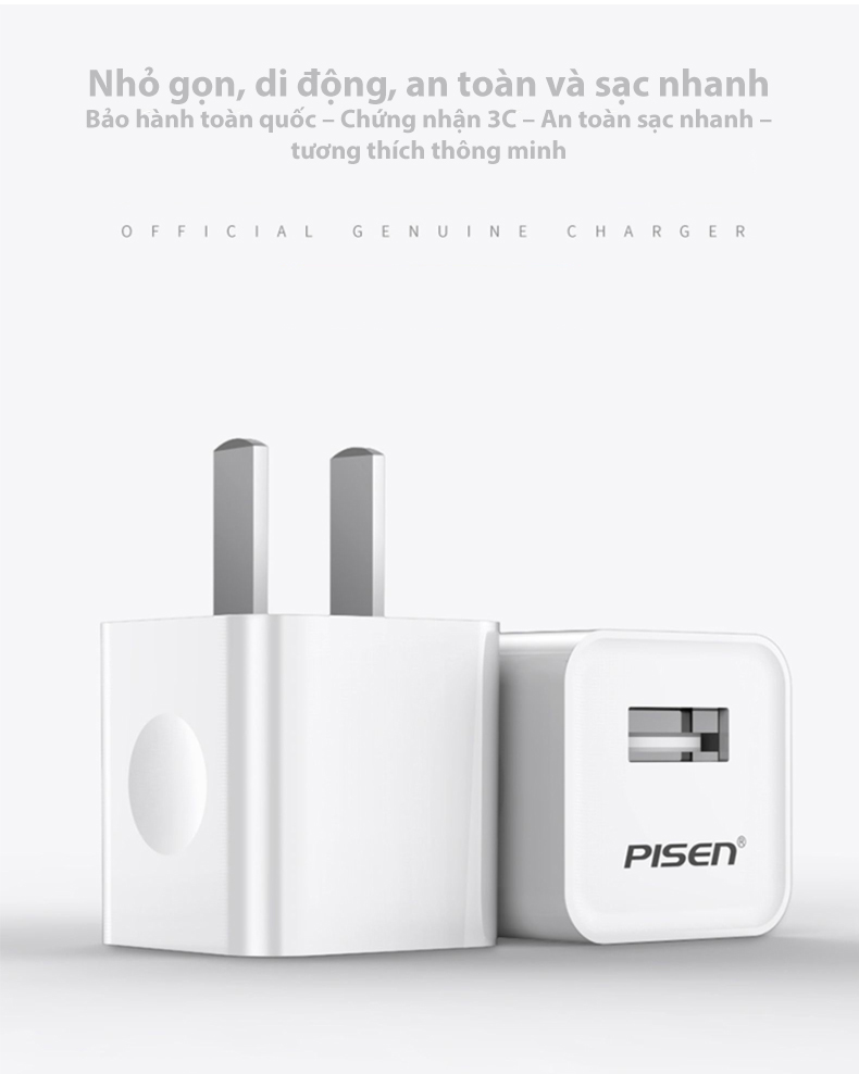 Củ sạc PISEN i Charger 1A (Smart ), 5W
