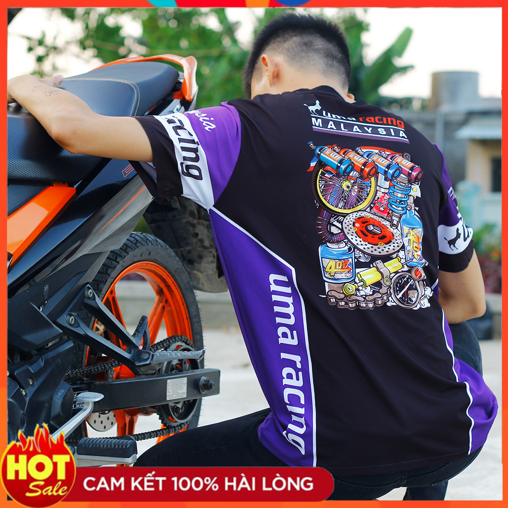 Áo Thun Xe Máy Uma Racing - Mực chuẩn không lem vải dày dặn co dãn FREESHIP
