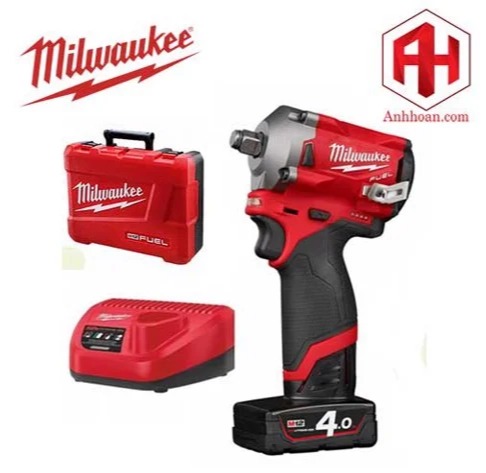 [Trả góp 0%] Milwaukee Máy vặn ốc bulong pin 12V Stubby M12 FIWF12-401C (SET 1x4Ah)
