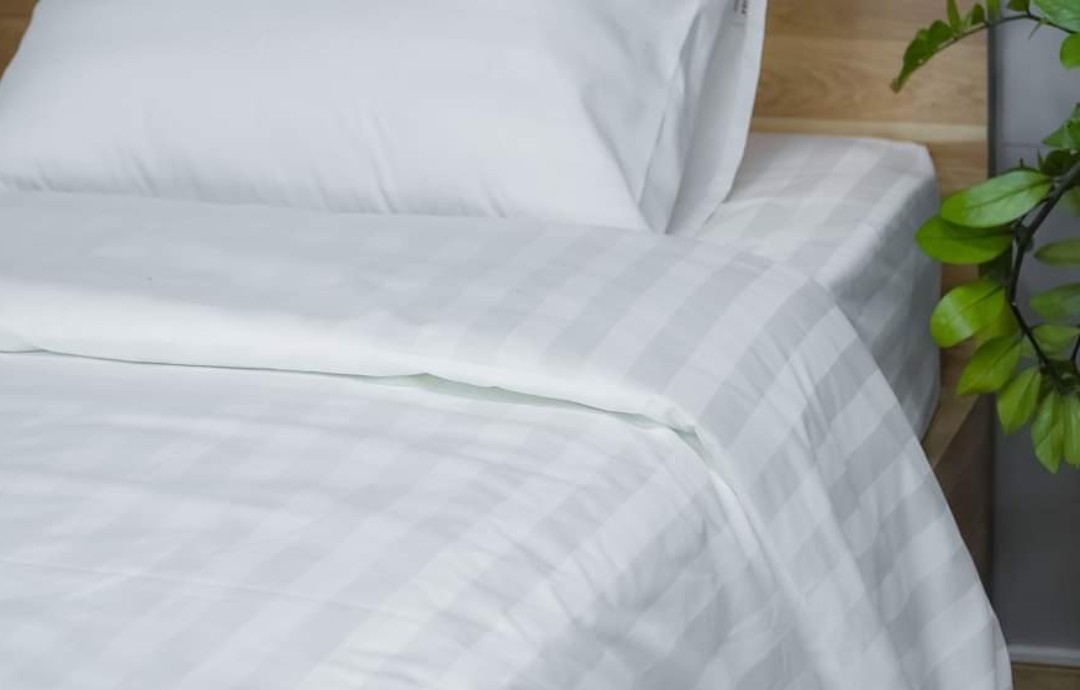 Drap - Ga Cotton Khách Sạn,Trắng Sọc T300 1m/m2/m4/m6/m8