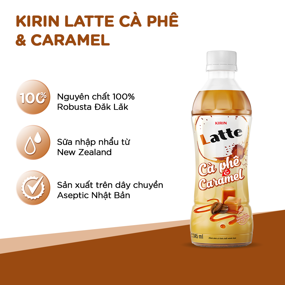 [Duy nhất 20h 08-13.09 - Giao hàng Hồ Chí Minh] Thùng 24 Chai Kirin Latte Cà Phê & Caramel 345ml