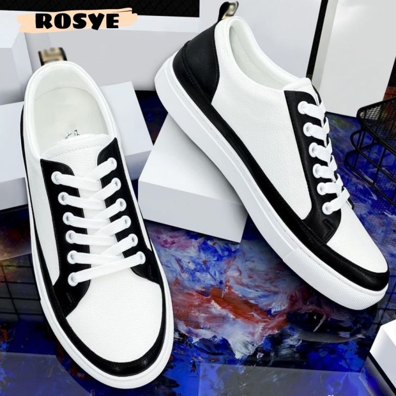 Giày thể thao nam , giày sneaker thể thao trắng viền đen - Rosye thời trang cao cấp