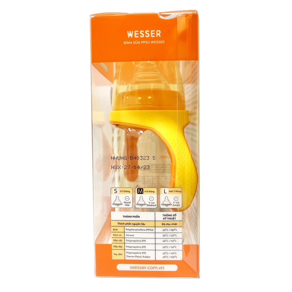 Bình Sữa Wesser PPSU 260ml (CỔ RỘNG)