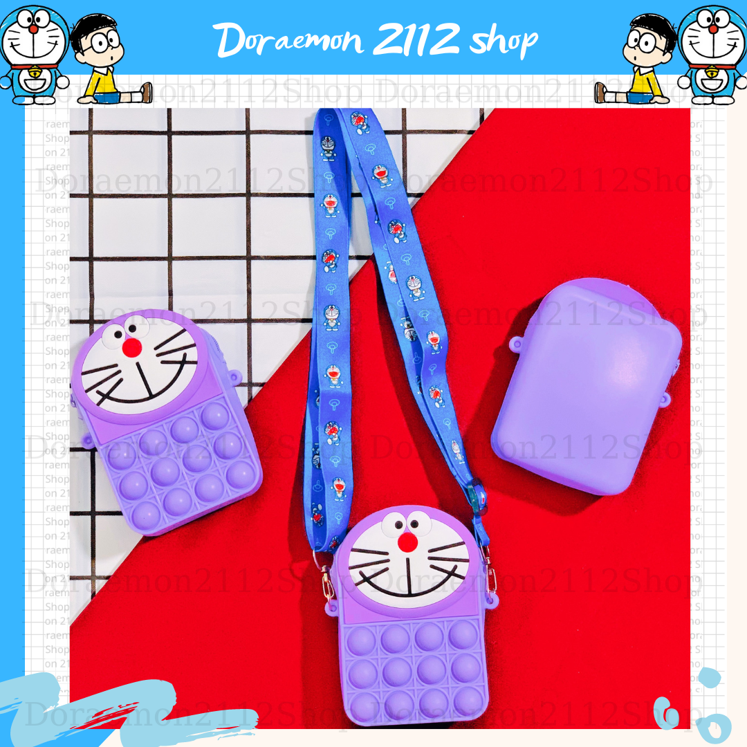 Túi đeo chéo silicon pop it Doraemon Đô Rê Mon siêu dễ thương