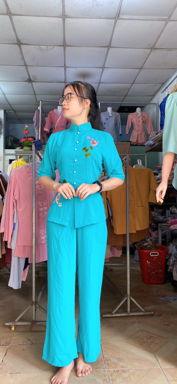 ĐỒ LAM ĐI CHÙA MẪU CÁ NGỌC VẢI LỤA NGỌC