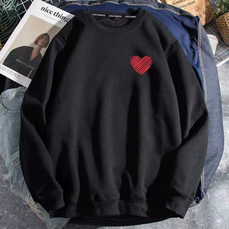 [Hoàn Tiền 15%] ÁO SWEATER NAM NỮ IN LOGO TIM CHẤT LIỆU VẢI NỈ BÔNG SIZE 35-70KG