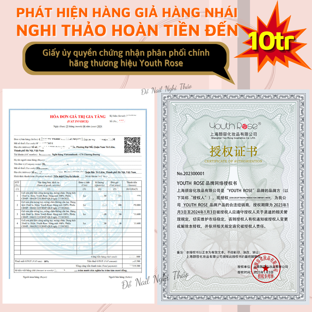 Base top hoa hồng, sơn liên kết móng Nghi Thảo 15ml