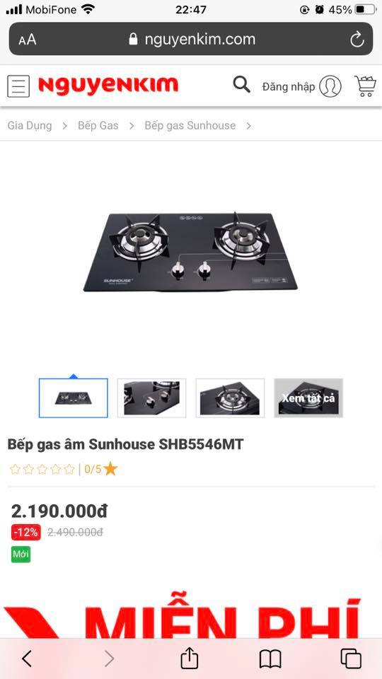 Bếp ga âm Sunhouse SHB5546MT