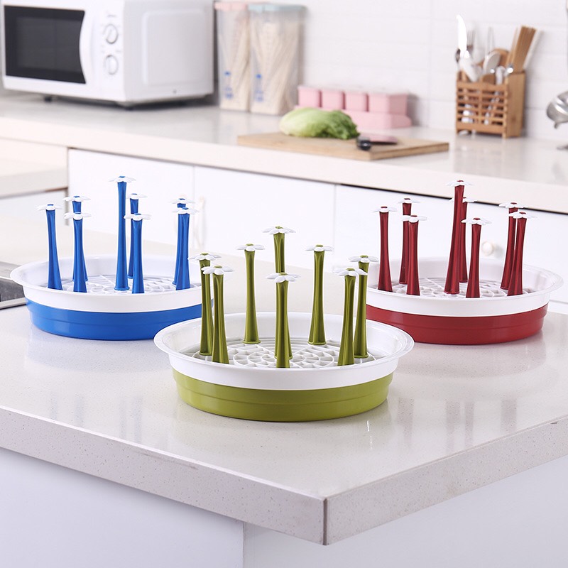 Khay úp ly tròn 8 nhánh hoa,khay úp ly nhựa 2 lớp KUL31