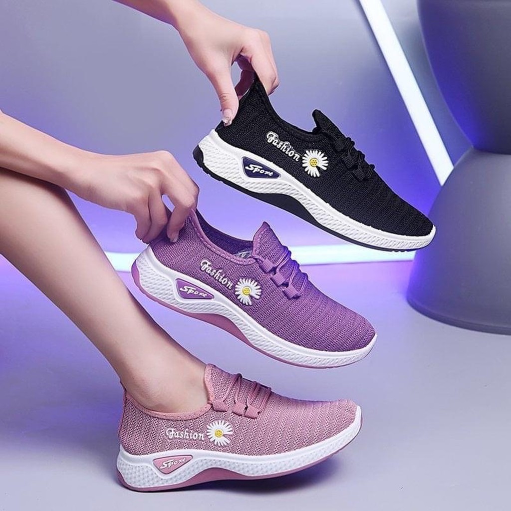 {HOT} Giày Thể Thao Nữ Thấp Cổ Họa Tiết Hoa Cúc