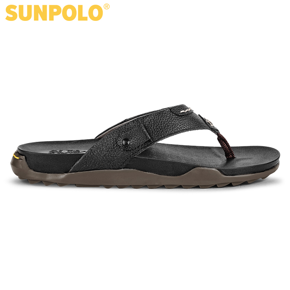 Dép kẹp nam da bò SunPoLo PUS25DB (Đen, Nâu bò)