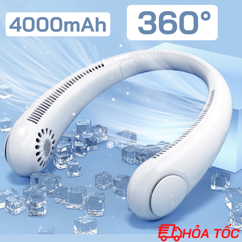 Quạt đeo cổ mini, quạt không cánh di động, quạt treo không lá sạc được làm mát không khí quạt đeo cổ làm mát 12 tiếng qua