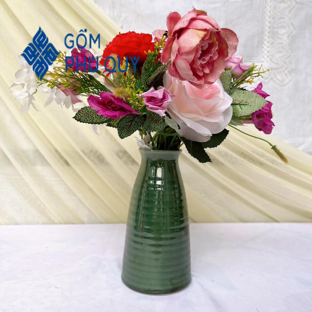 Lọ hoa decor 🌻 gốm sứ bát tràng 🌻 bình gốm cắm hoa,lọ sake phình s2 cao cấp gomphuquy tm30