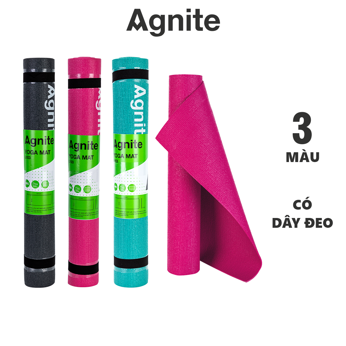 Thảm Tập Yoga PVC 0.3cm 173x61cm Cao Cấp Agnite EL103
