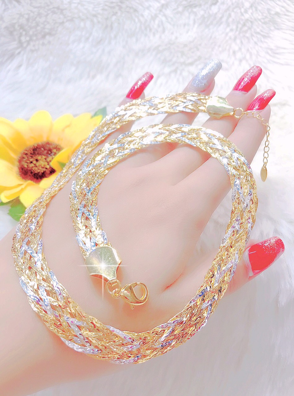 Dây chuyền nữ bính lớn m màu mạ 18k cao cấp H150