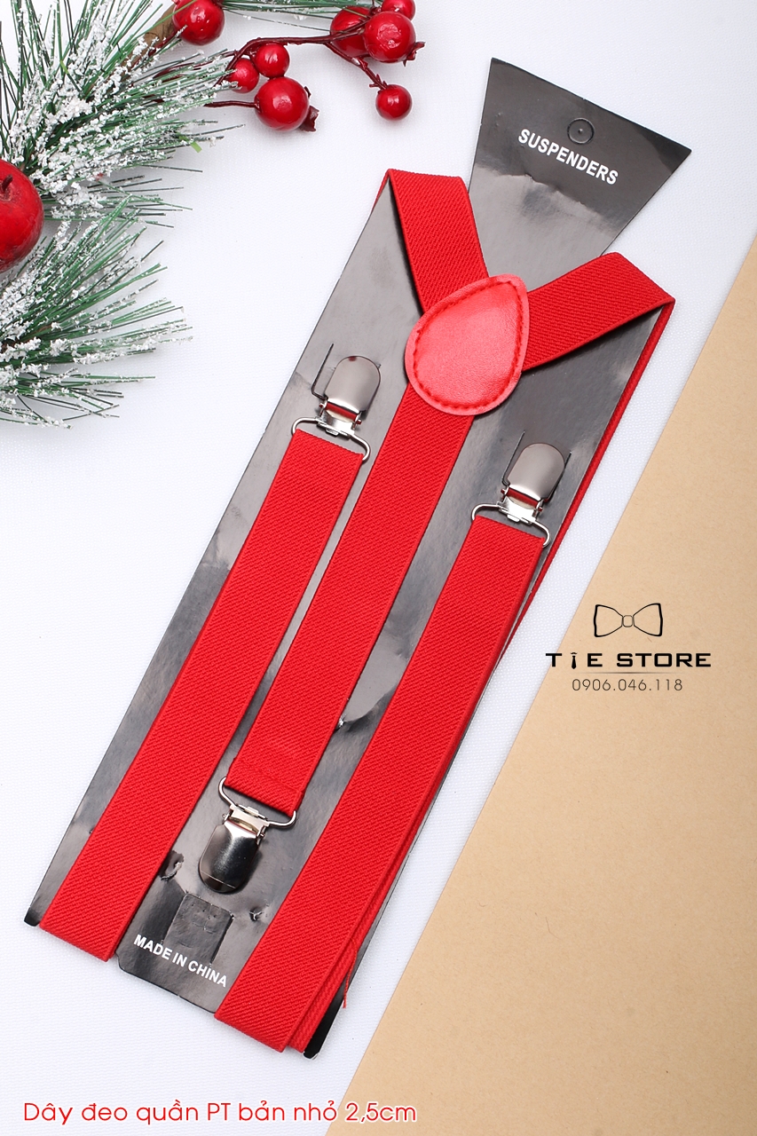 Đai Đeo Quần Nam Chữ Y Phổ thông 2,5cm, sinh viên, chụp ảnh kỷ yếu đỏ tươi - Dây đeo quần nam, dây yếm quần, dây đeo quần chữ Y, Tiến Nguyễn
