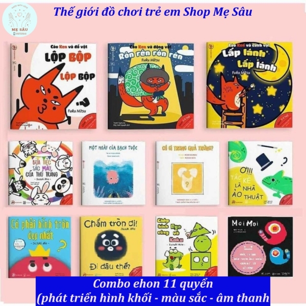 Combo Ehon Nhật Bản 11 cuốn cho bé 0 - 6 tuổi, Ehon wabook trọn bộ 11 quyển sách đầu đời cho bé, Sách ehon truyện tranh cho bé phát triển trí thông minh (hình khối, màu sắc, âm thanh, Moi Moi) - Shop Mẹ Sâu