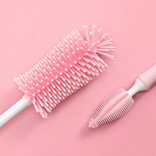 Cọ bình sữa Silicon cao cấp có tay cầm xoay 360 - Bộ cọ rửa bình sữa gồm 3 món