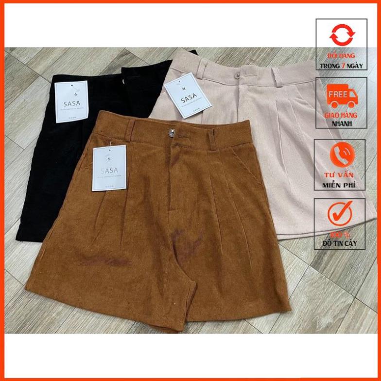 Quần short lưng cao vải nhung thời trang cá tính cho nữ