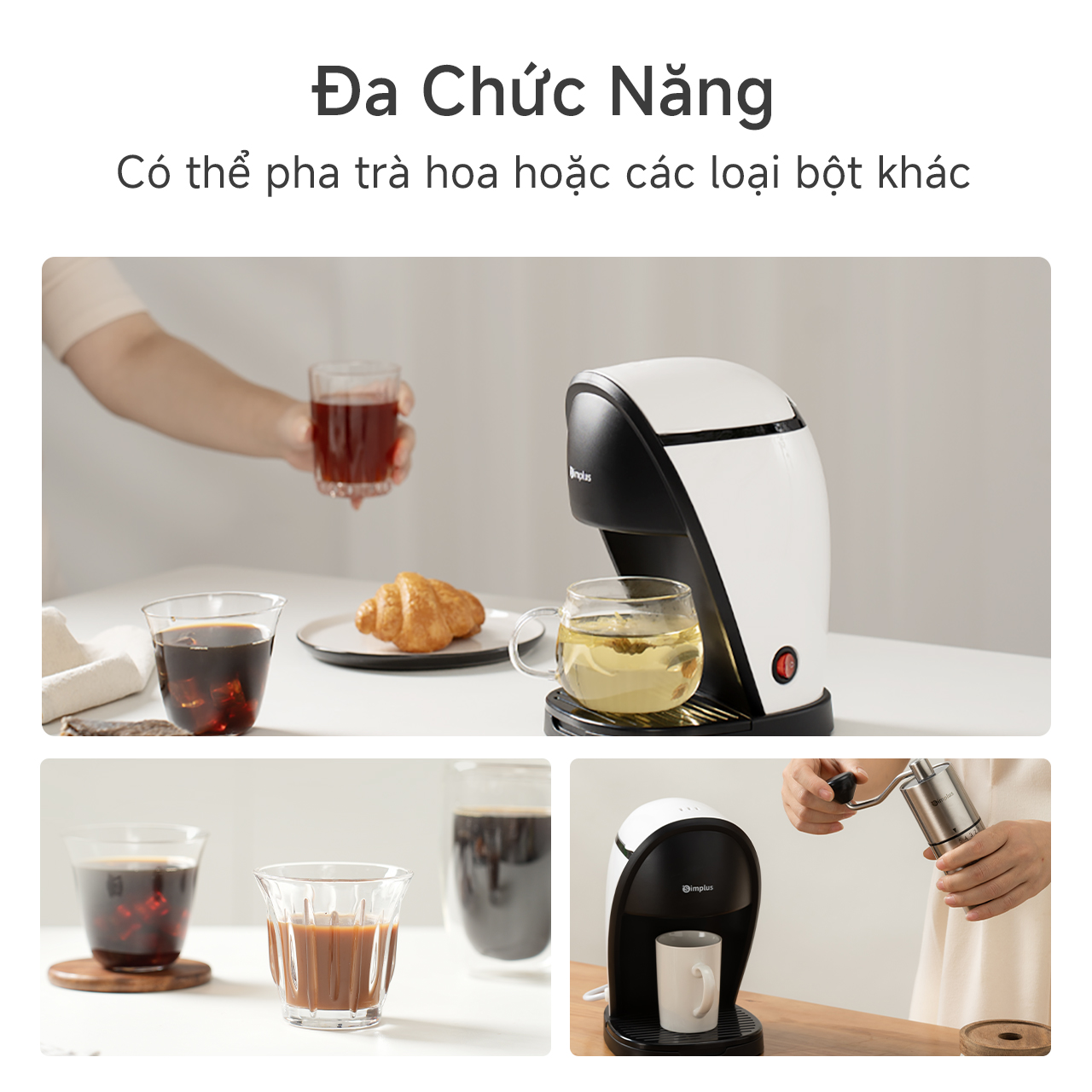 [New Arrival] Simplus Máy Pha Cà Phê Máy Pha Cà Phê Đa Năng Mỹ Có thể Dùng Để Pha Cà Phê Và Trà Thiết Kế Nhỏ Gọn Dung Tích Bình Chứa Nước 250ml KFJH018 - Bảo hành 1 năm 1 đổi 1