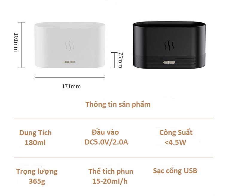 Máy xông tinh dầu ngọn lửa 3D