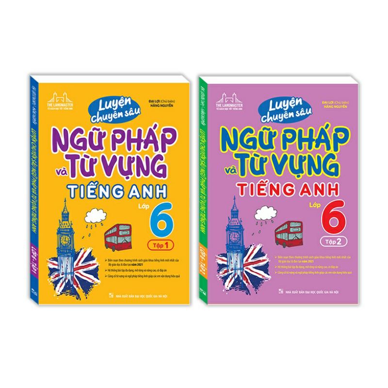 Sách: combo luyện chuyên sâu ngữ pháp và từ vựng tiếng anh lớp 6 tập 1+tập 2