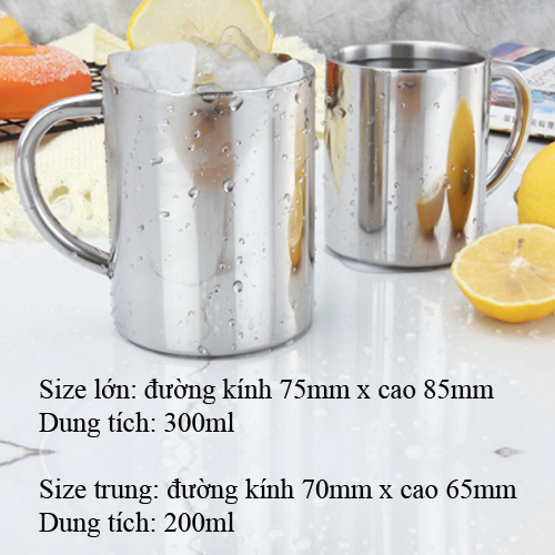Ca inox có quai uống nước, súc miệng