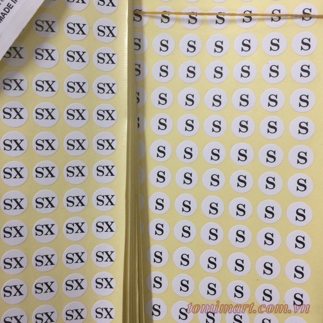 Decal size dán, size số dán mác quần áo