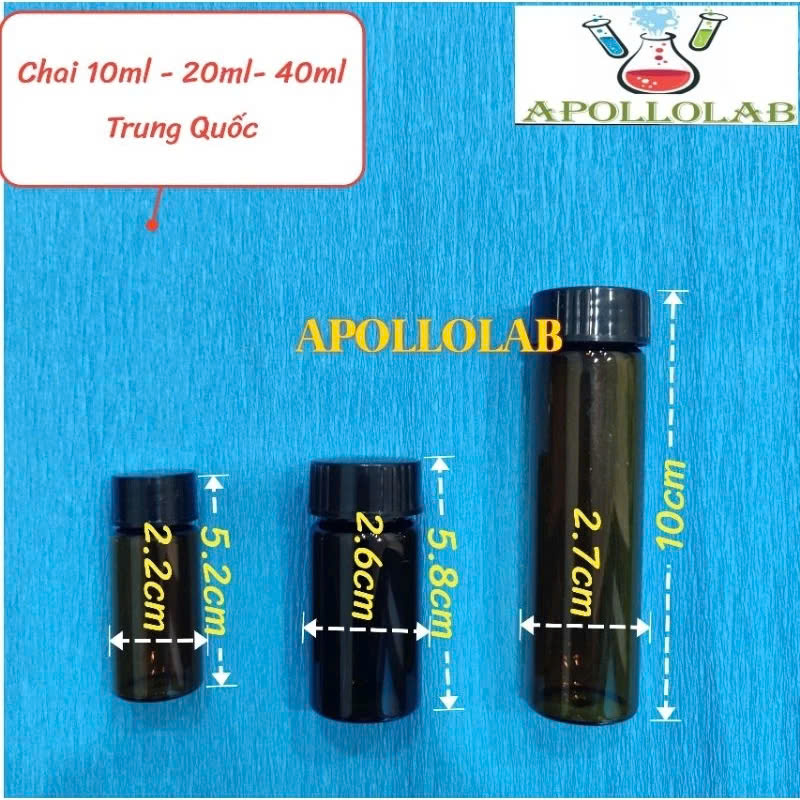 Chai thủy tinh có nắp vặn siêu kín, tự đứng được 3ml 5ml 10ml 20ml 40ml đựng tinh dầu hóa chất