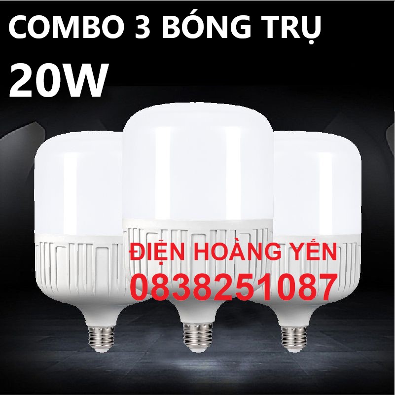 Bộ 3 bóng đèn led 20W siêu sáng - tiết kiệm điện