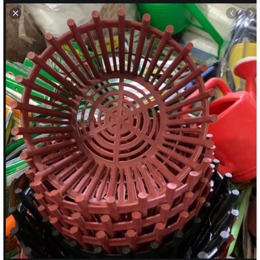 Chậu nhựa giả gỗ trồng lan có nan phụ phi 20cm