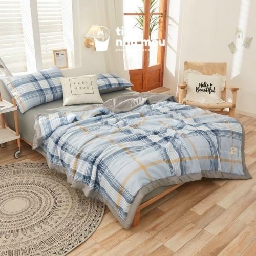 Bộ Chăn Ga Gối Cottton Tici  Đủ Size Set 4 Món Basic Vintage Caro Cao Cấp