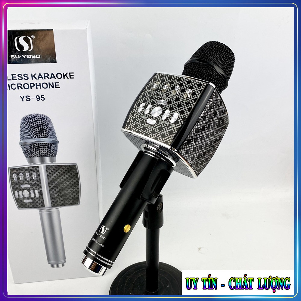 [HCM][ Phiên Bản Mới] Micro Bluetooth Mic Hát Không Dây YS-95 Kiêm Loa Bass Bluetooth Tích Hợp Live Stream Giả Giọng Chống Hú Hát Cực Hay – Bảo Hành 12 Tháng