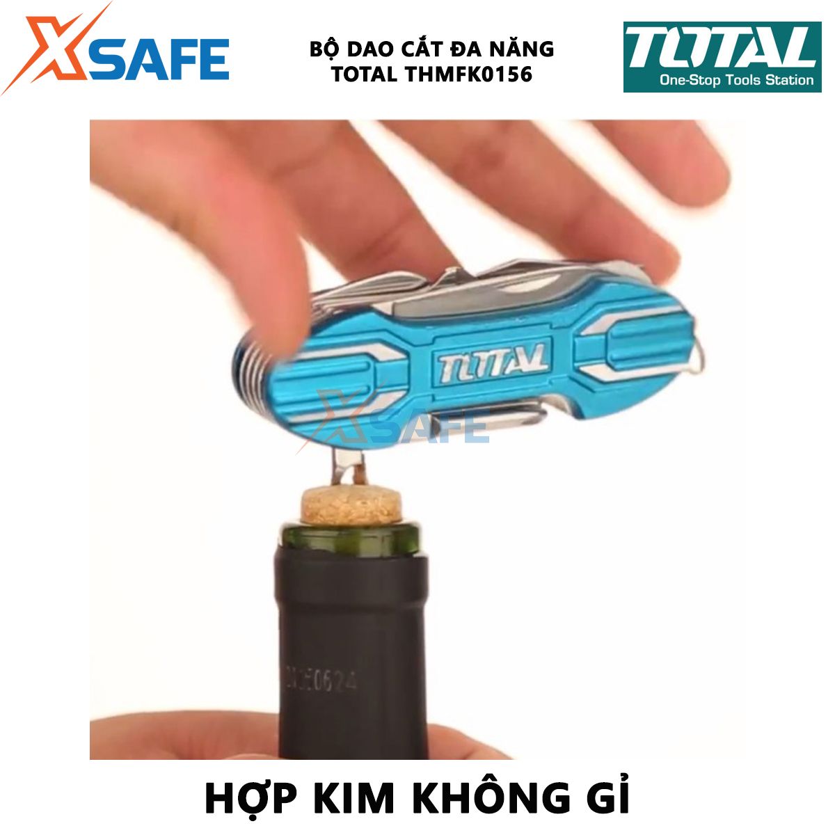 Dao đa năng 15 trong 1 Total THMFK0156 | Bộ dao đa năng bỏ túi Kích thước: 9.5cm, dùng để dao, vít, kéo, đồ khui, dũa móng