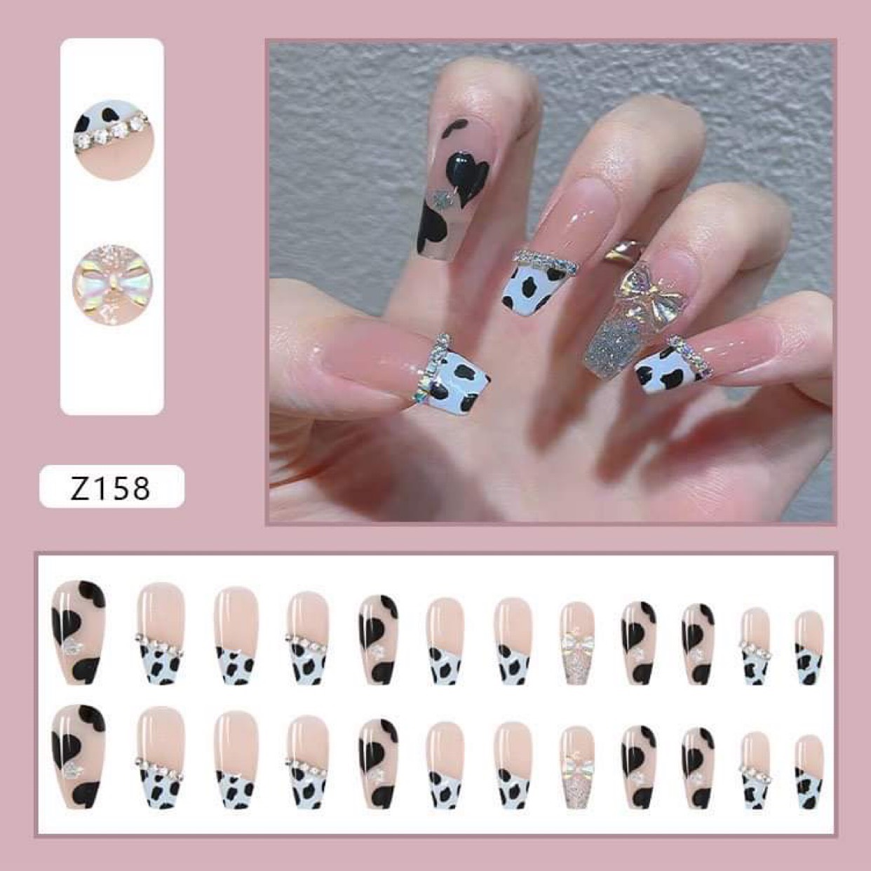 Set 24 Móng Tay Giả Thời Trang Kèm Keo dán