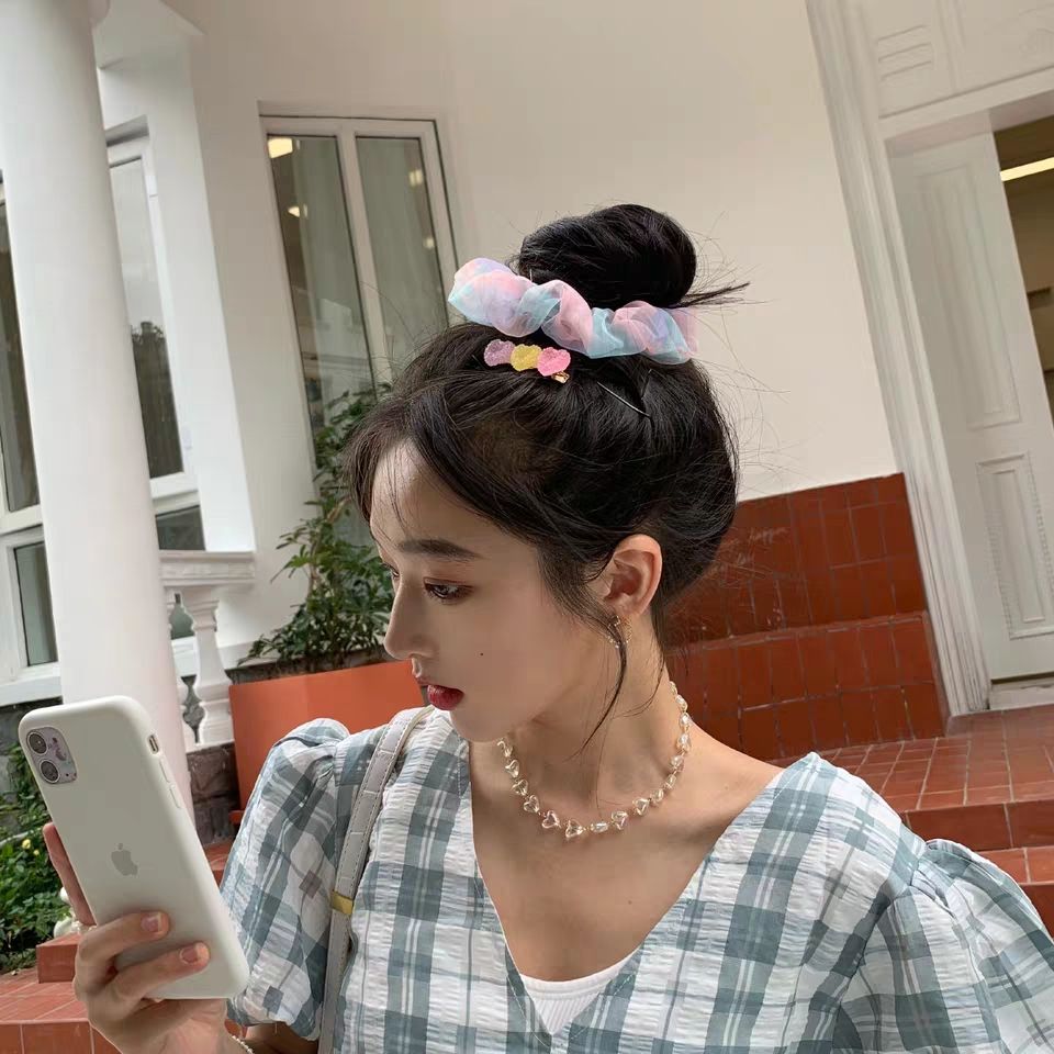 [HCM]Buộc tóc scrunchies cầu vồng