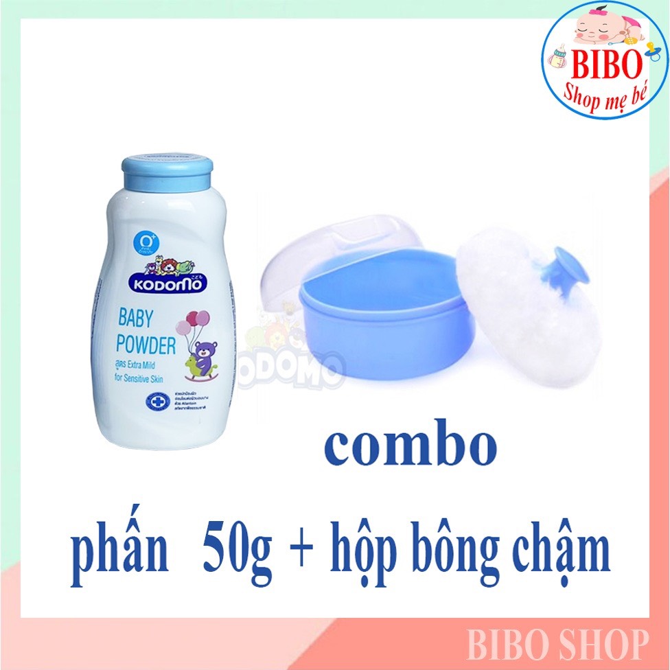 Hộp đựng phấn, bông dặm phấn kèm phấn rôm thái kodomo