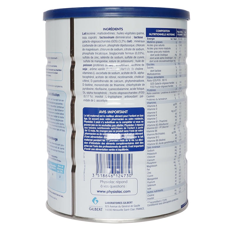 [Mẫu mới] Sữa Physiolac số 3 900g