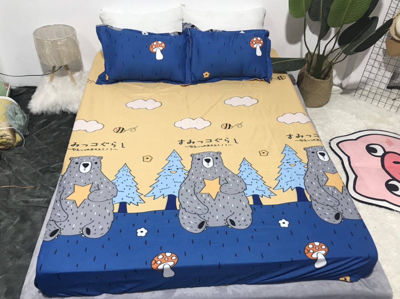 Bộ Ga Gối 3 Món ( Gồm 1 Ga Bo Chun + 2 Vỏ Gối) Mã CH202