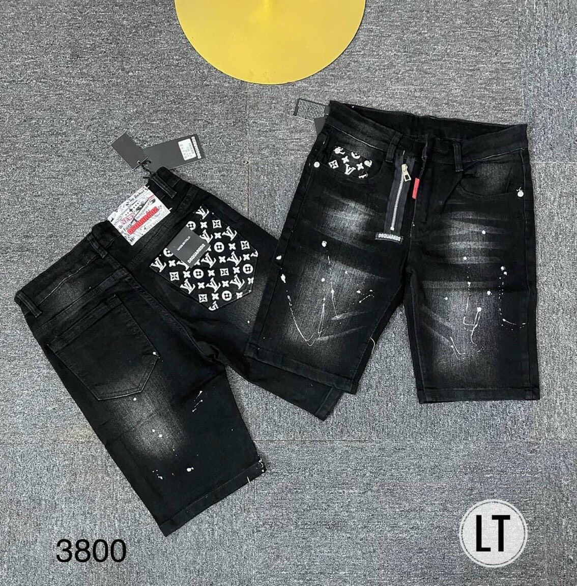 Quần short jean nam đen rách thêu logo khóa lệch giá rẻ chất bò co dãn vải dày đẹp form ôm cao cấp Quang_thời_trang