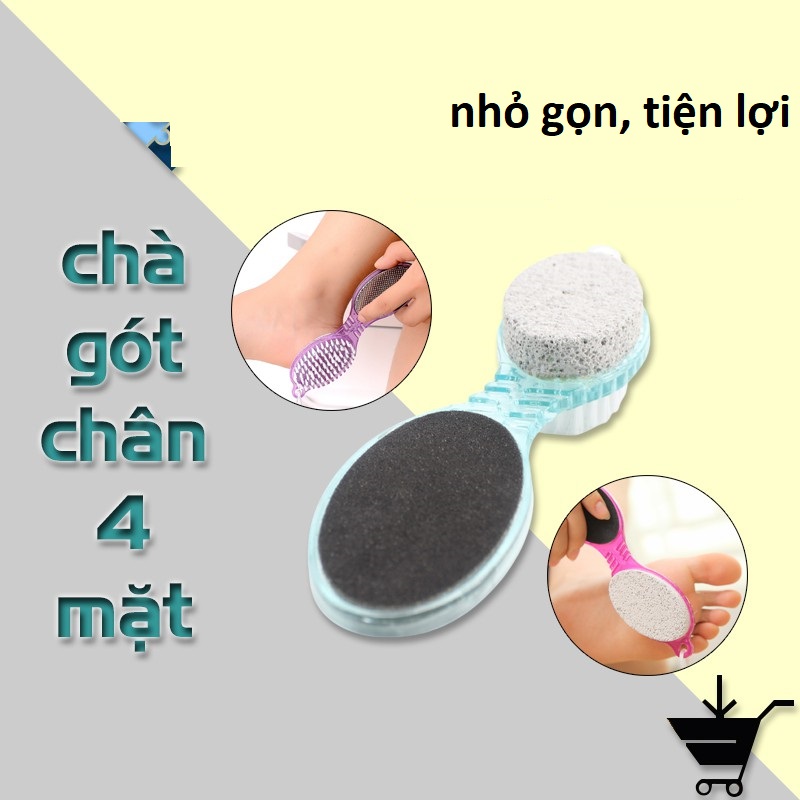 Đá bọt biển kiêm bàn chải chà gót chân tẩy tế bào chết, masage thư giãn 4 trong 1