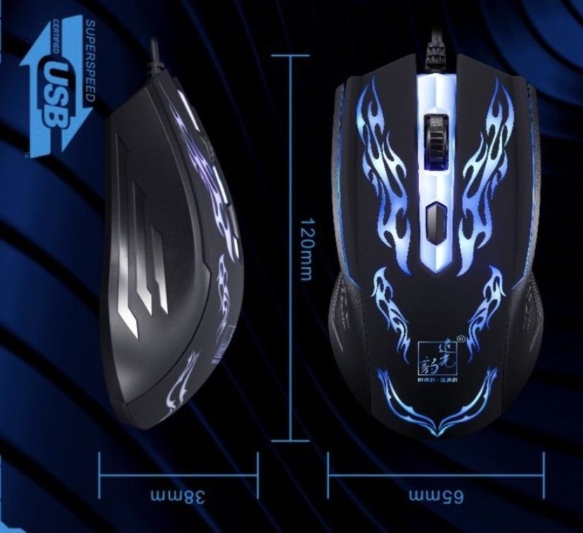 Chuột hp led 7 màu dây dù