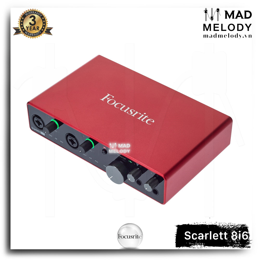 Focusrite Scarlett 8i6 USB Audio Interface (3rd Gen) [soundcard thu âm/kiểm âm 8i6 Gen 3, thế hệ 3, NEW]
