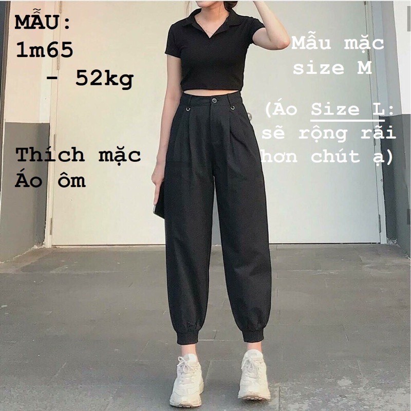 [HCM]Áo polo croptop áo cổ trụ trơn
