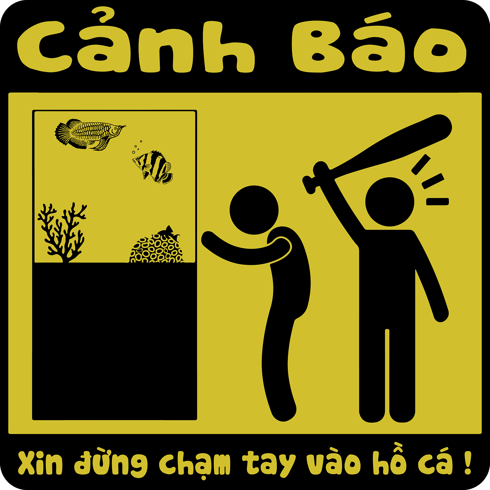 Tem cảnh báo hài hước dán hồ cá trang trí cực đẹp