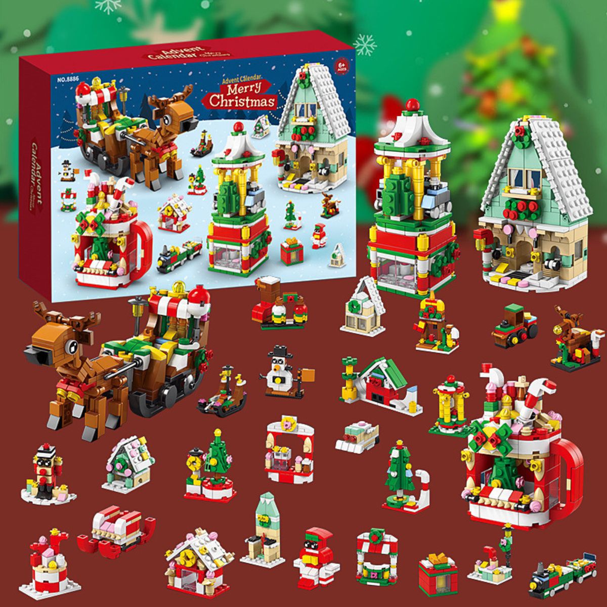 24 days counting down DIY Christmas stickers building toys great Christmas gifts for 2023 squirrel shop