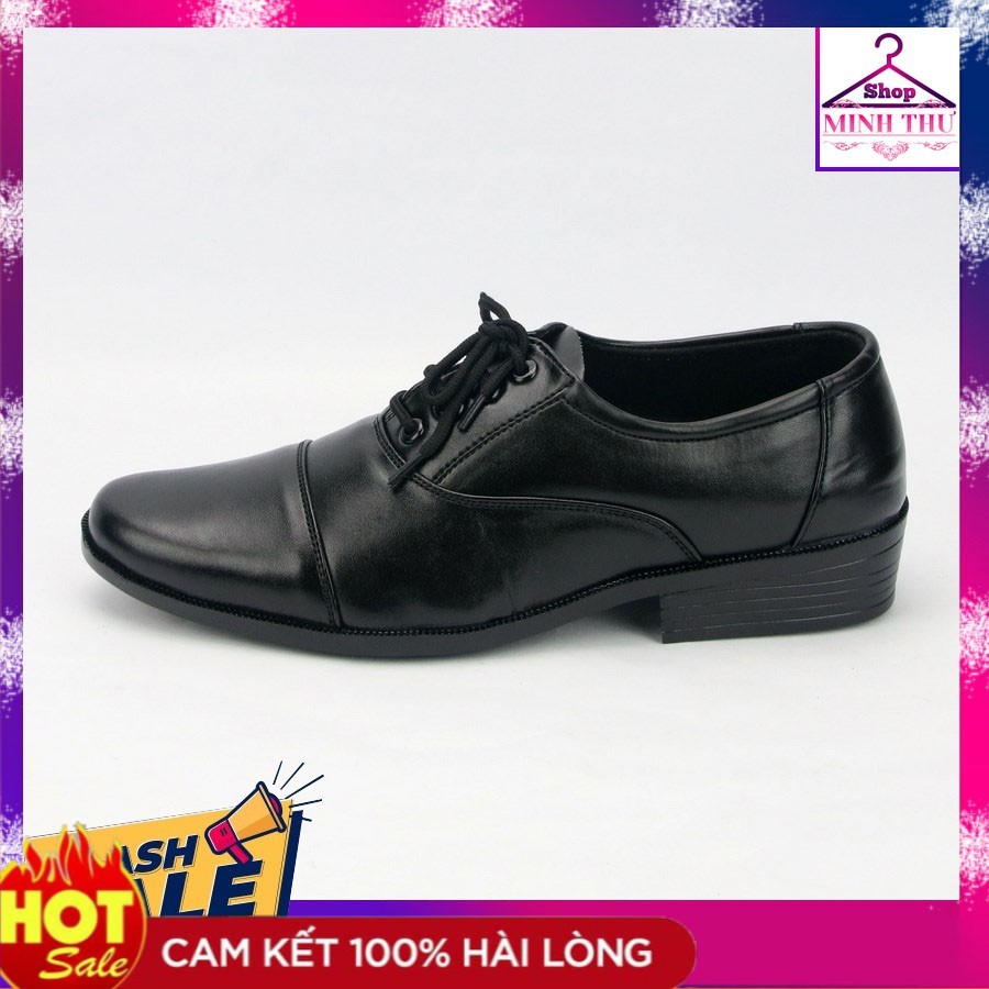 Giày tây nam thân đen đế đen có dây cột MT310 Shop Minh Thư